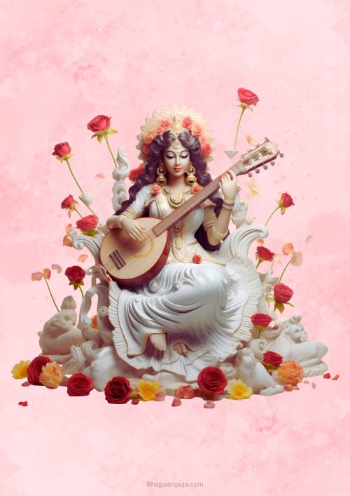 Maa Saraswati in Floral Bliss